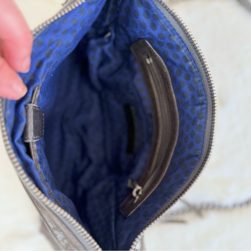 REBECCA MINKOFF Mac Daddy Crossbody Bag Grey Taupe Leather Chain Strap - Picture 4 of 14